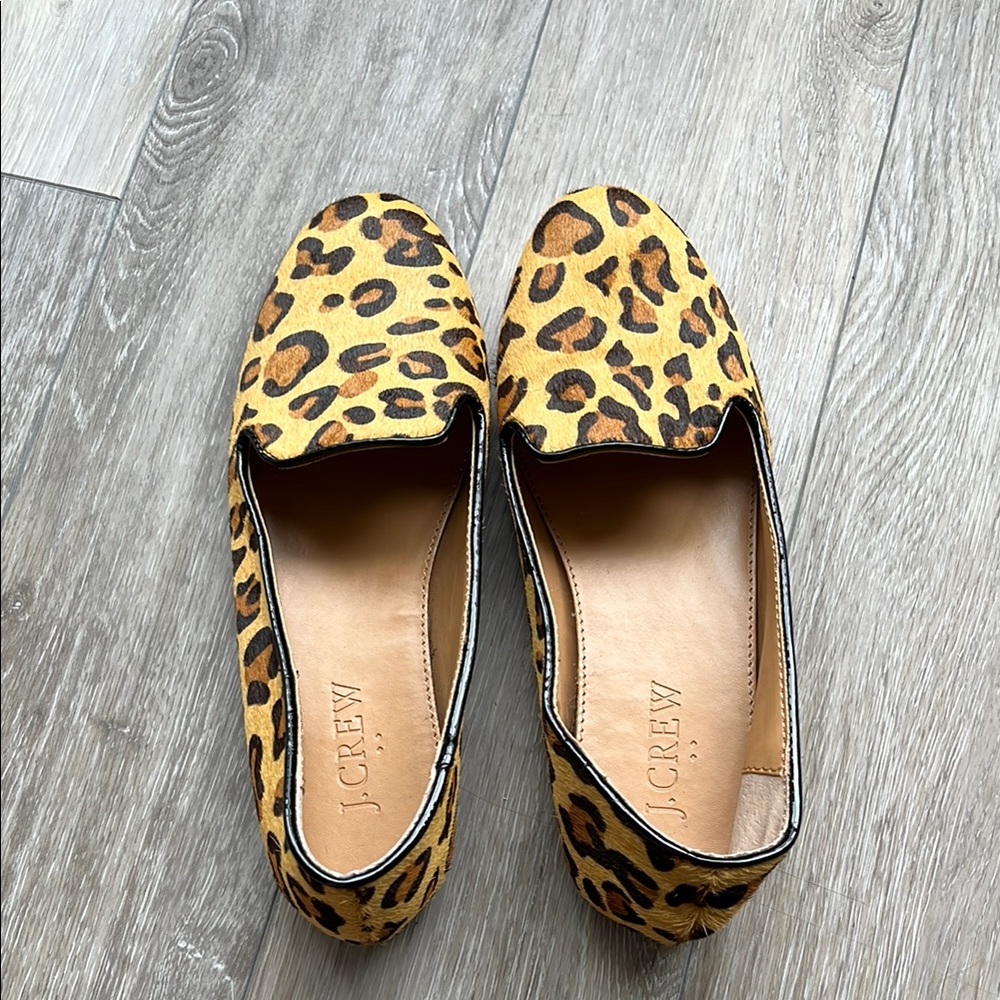 J. Crew Brown Tan Leopard Print Loafers 5